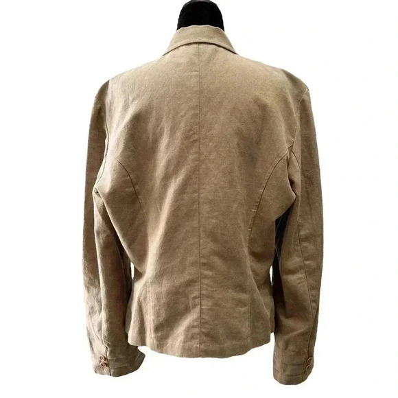 Vintage Linen Blazer Relaxed Fit Neutral Tan Brown Size  EU42 Medium - Picture 2 of 16